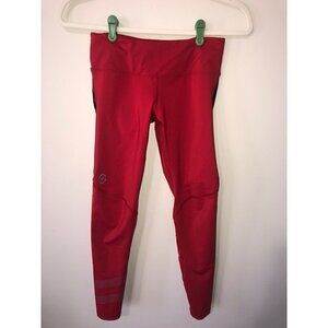 Virus Leggings Size XS Red 26" Black Mesh Accents Drawstring Pocket Yoga Gym